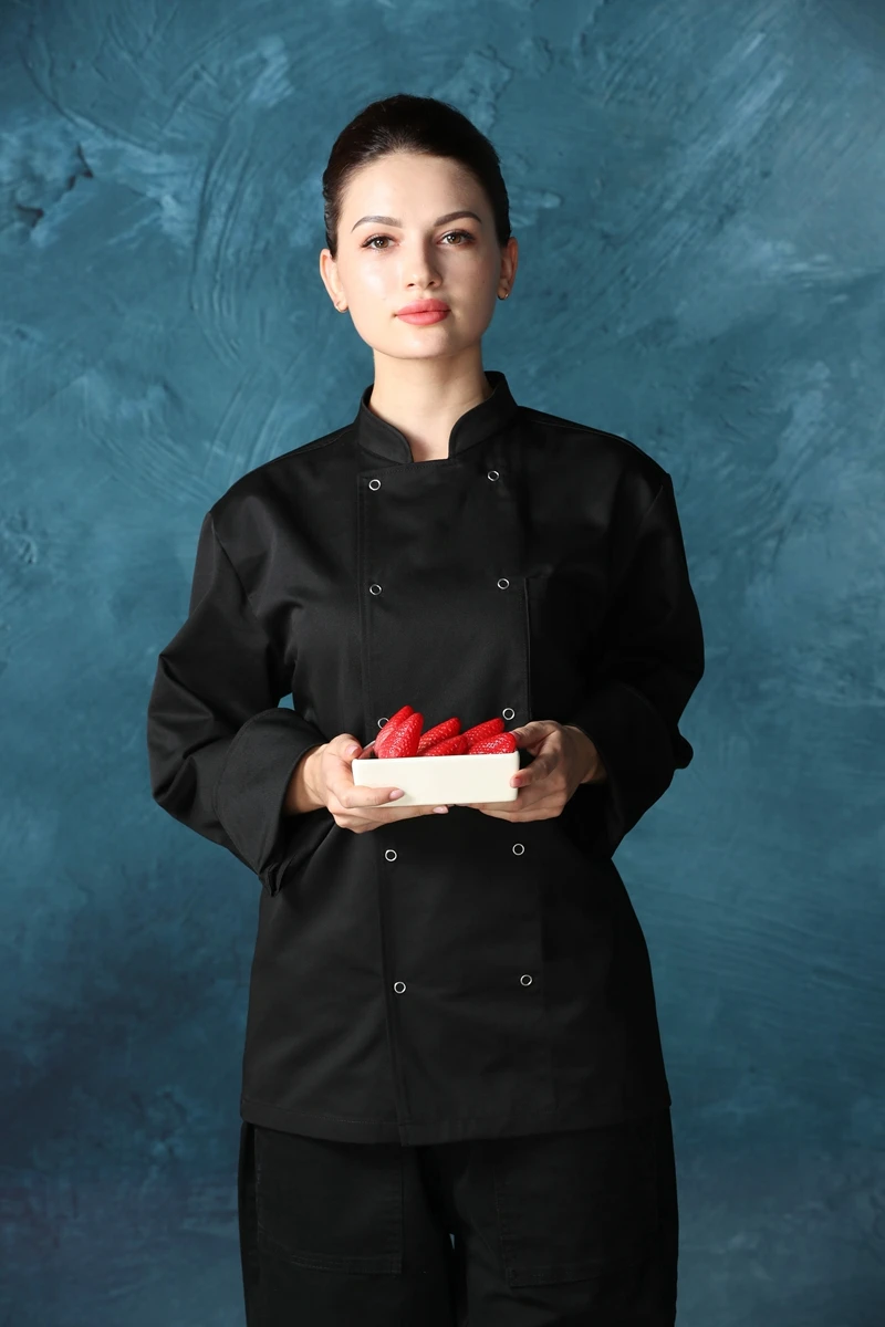 CHECKEDOUT 2022 latest design double breasted long sleeve fashion chef jacket and catering uniform for hotel and restaurant