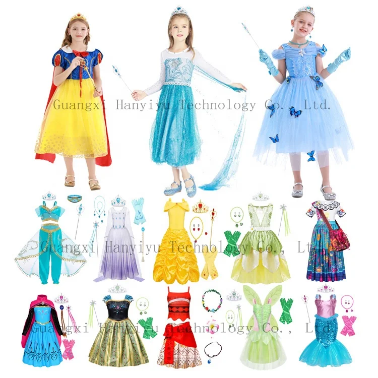 New Snow Queen Princess Elsa Anna Cosplay Halloween Costume Outfit Baby Long Sleeve Kids Clothes Anime Party for Girl Dresses