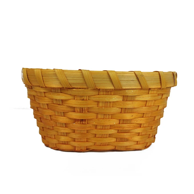 Hot sale natural small woven  8 inch multicolor bread basket food storage bamboo basket