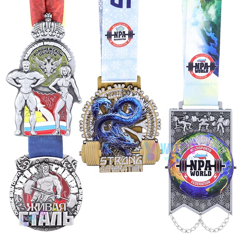 Производитель медалей Спортивная тяжелая атлетика 3D-медаль с УФ-печатью
