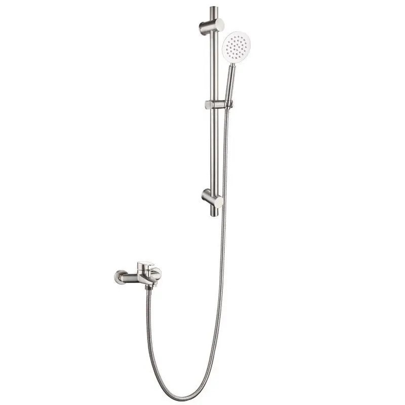 Factory Direct 304 Stainless Steel Triple Bathtub Shower Faucet Brushed Hot Cold Ceramic Mixing Valve Simple Shower Suit
