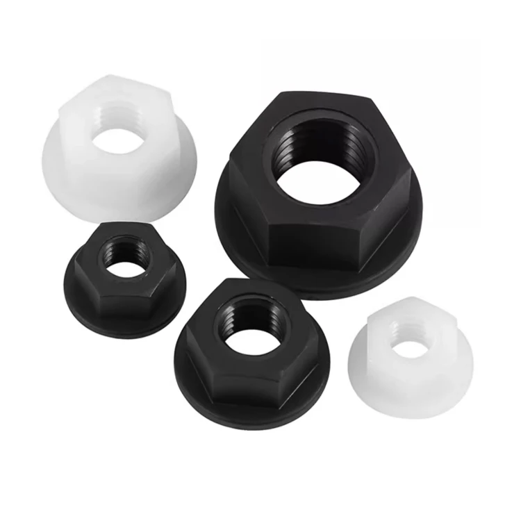 DIN6923 Nylon flange nutM6 M8 M10 M12  PA66 Plastic Nylon Black White Color Serrated Hex Hexagon Flange Nut