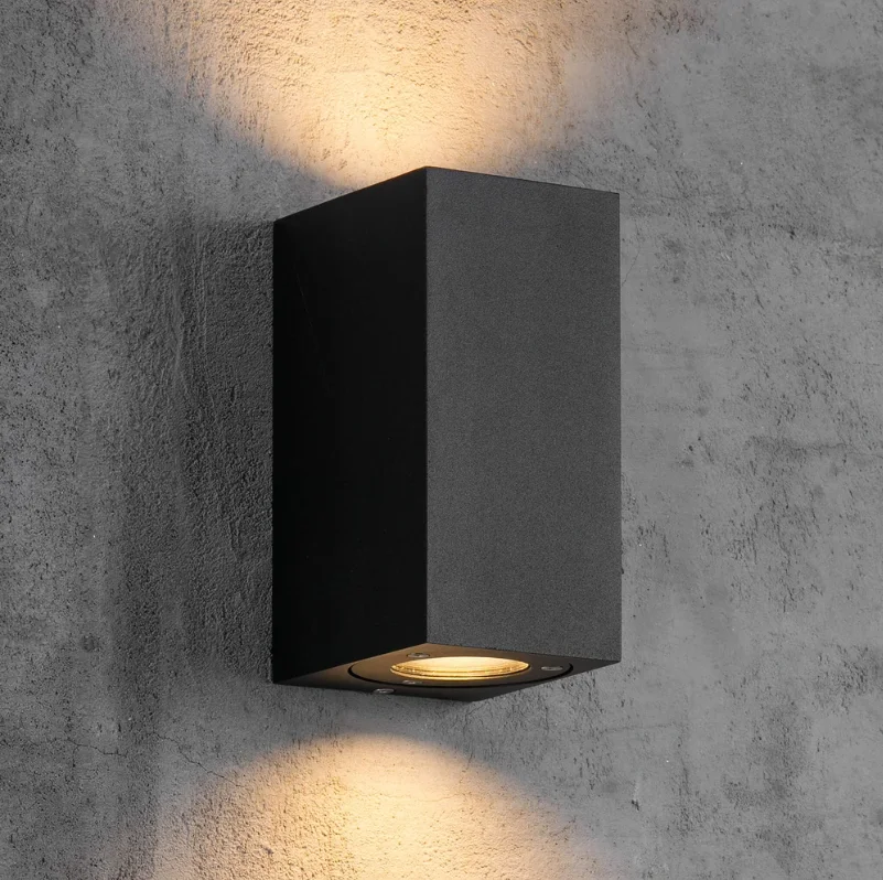 landscape gu10 2*35w aluminum square double head outdoor up and down wall lamp garden