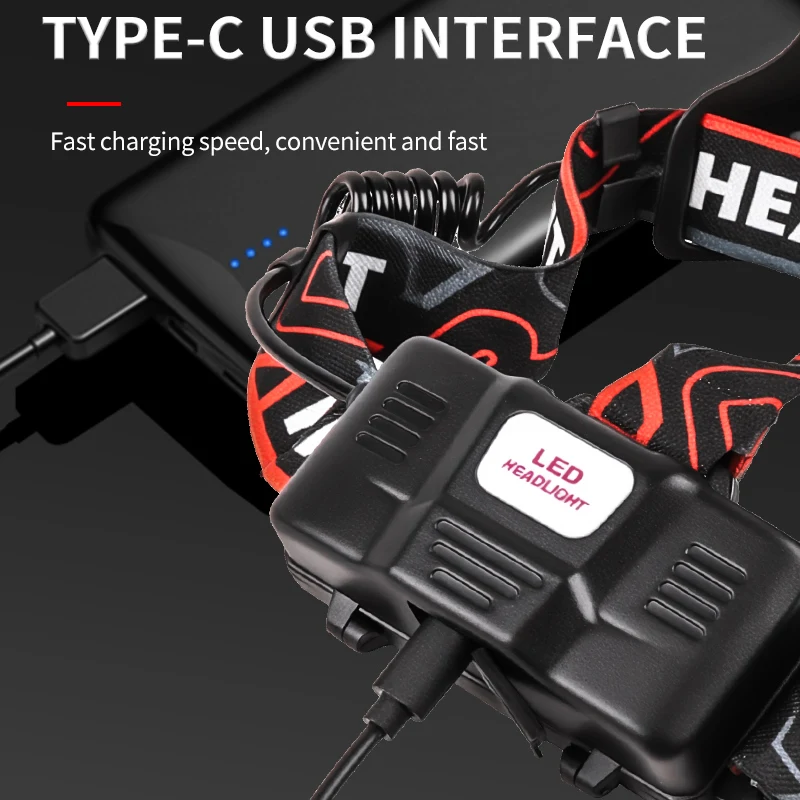 High Power Headlamps 1000 Meters Long Range Torch Telescopic Zoom Headlamp Rechargeable portable lamp Power Bank Head Lights