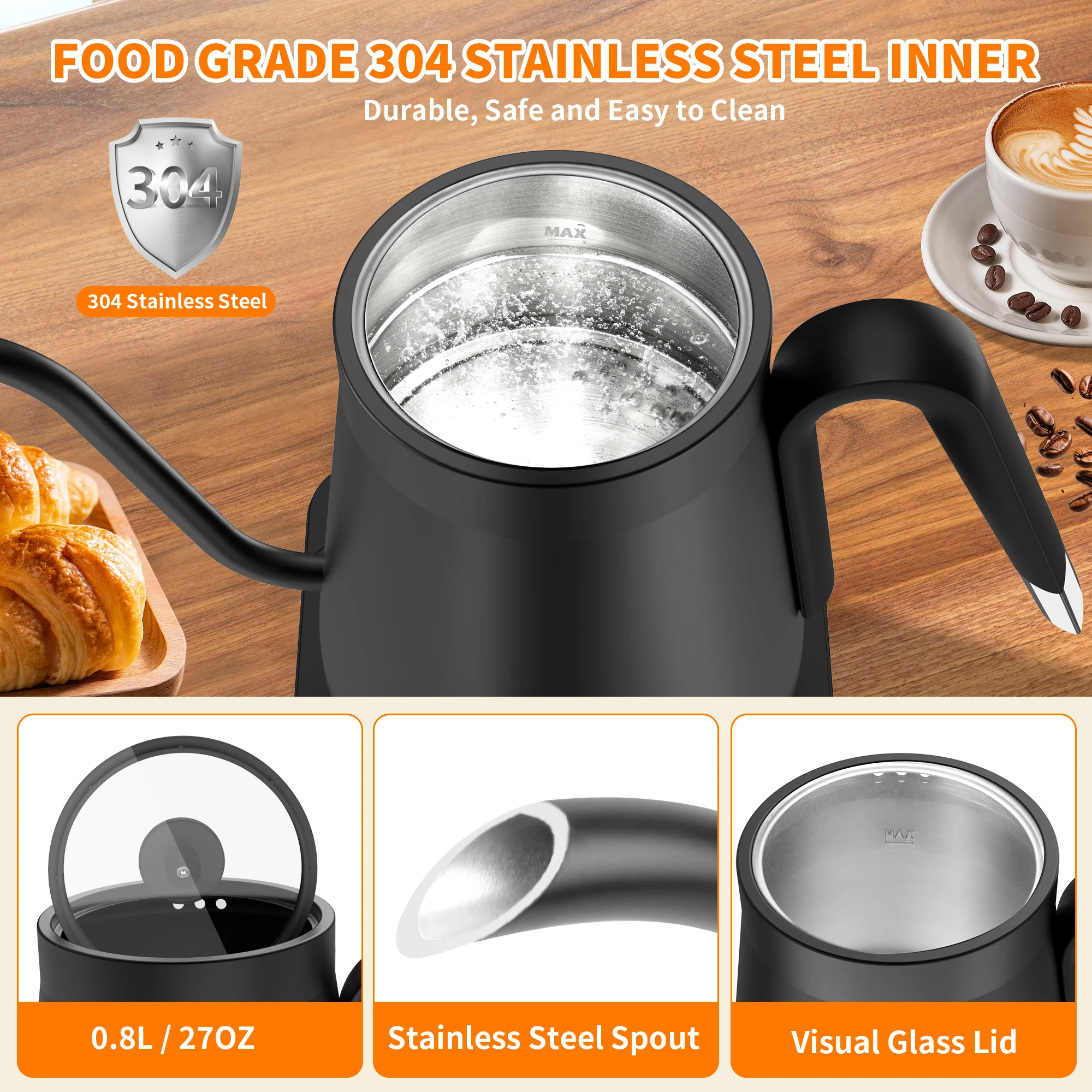 110v kettle stainless steel temperature controlled pot
