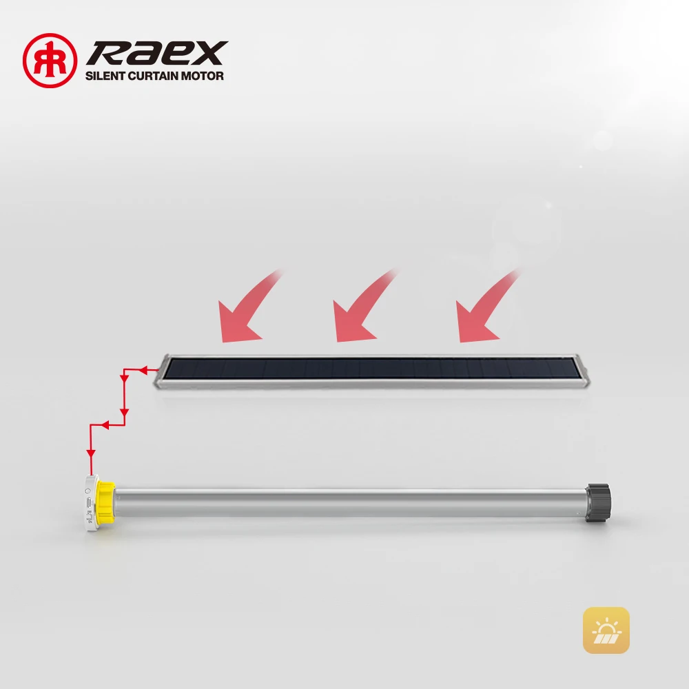 Lithium battery with solar panel tubular motor for roller blinds 24v