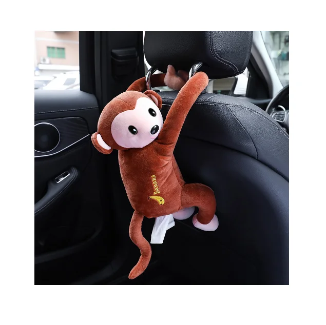 Cute Monkey Car Tissue Holder Paper Napkin Hanging On Bedroom Bathroom Living Room Tissue Bag Box Solid Color Car Tissue Holder