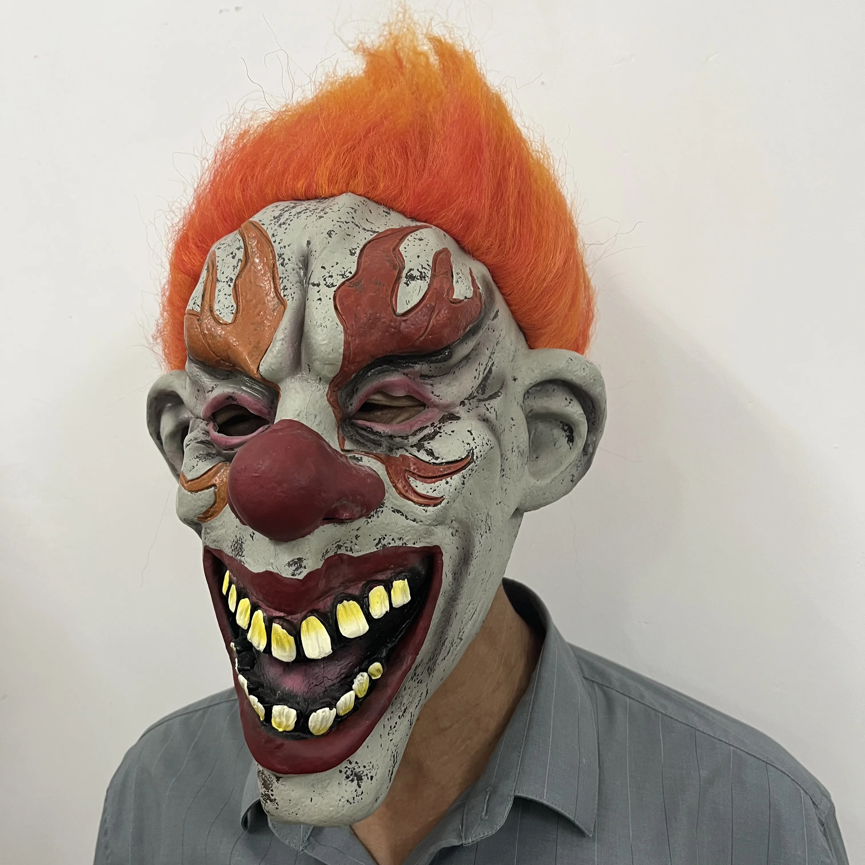 Halloween Scary Clown Mask Evil Funny Joker Masks Realistic Terrifier Full Head Latex Costume Cosplay Props