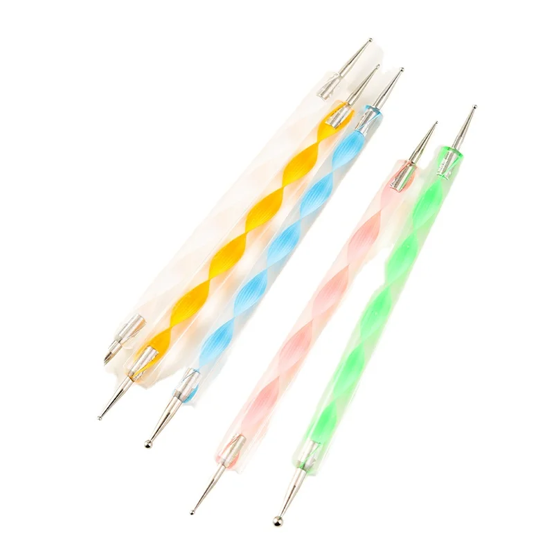 Promotion Price 5pcs Set Acrylic Marbleizing Handle Steel Nail Art Tool Dotting Pen
