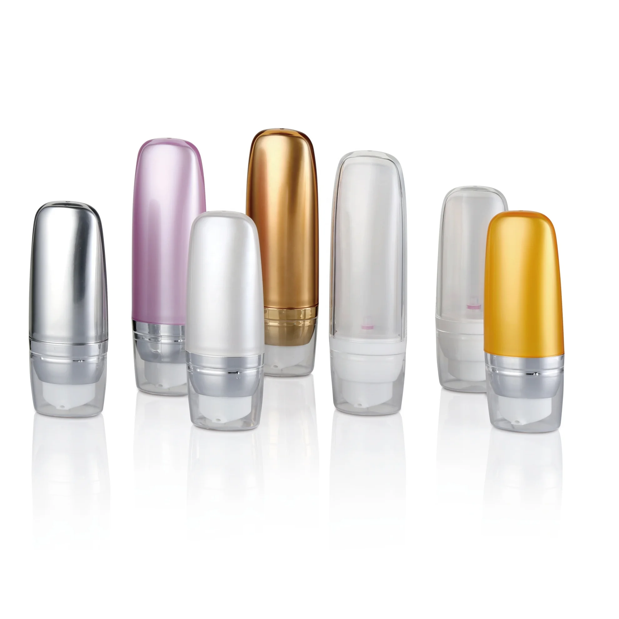 Luxury Pink Cosmetic Airless Bottle BB Sunshine Cream Bottle Empty Acrylic Plastic 15 Ml 30 Ml 50 Ml Screen Printing ABS Haijing