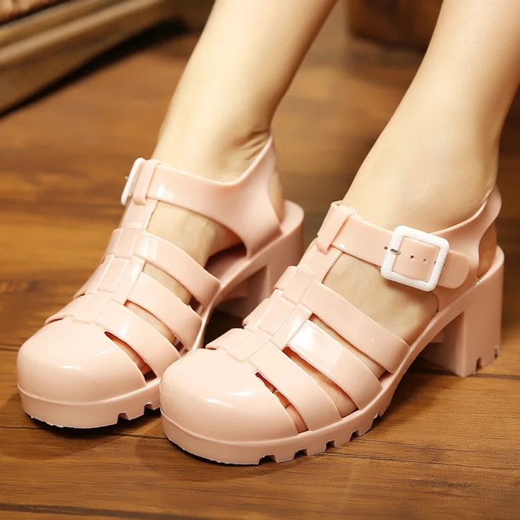 Fashion Jelly Shoes For Women Spring Transparency Crystal Shoes Flat Roman Jelly Shoes For Lady