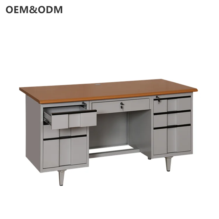 Modern Design Knock-down Steel Metal Office Table Furniture Computer Metal Office Desk with Drawers
