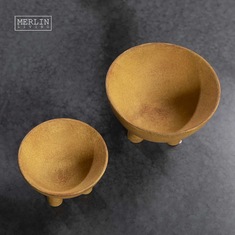 Merlin Living  ceramic fruit bowl wabi-sabi clay vase matte desktop ornament for home decoration accessories