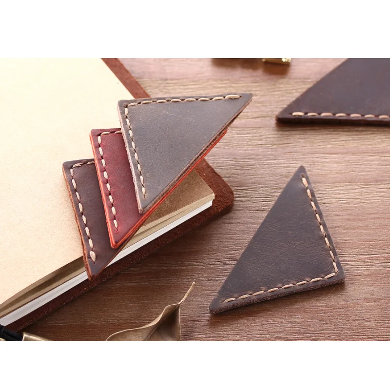 Genuine Leather Bookmark Personalized corner page marker Portable bookmarks for books