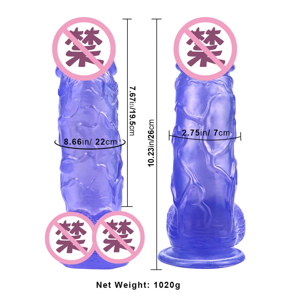 Artificial Big Silicone Rubber Penis Crystal Jelly Huge Dildo Toys For Woman Pink Transparent Colorful