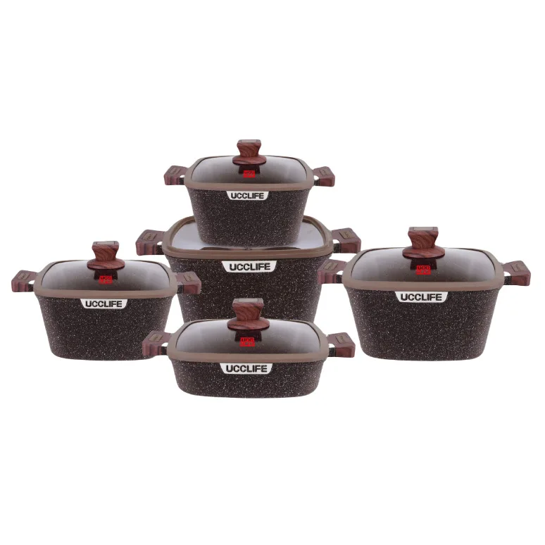 Ready Ship Stock 10pcs set Cooking Pot Set  Cookware Granite Double Boilers Multifunction Cooking Pot Sets
