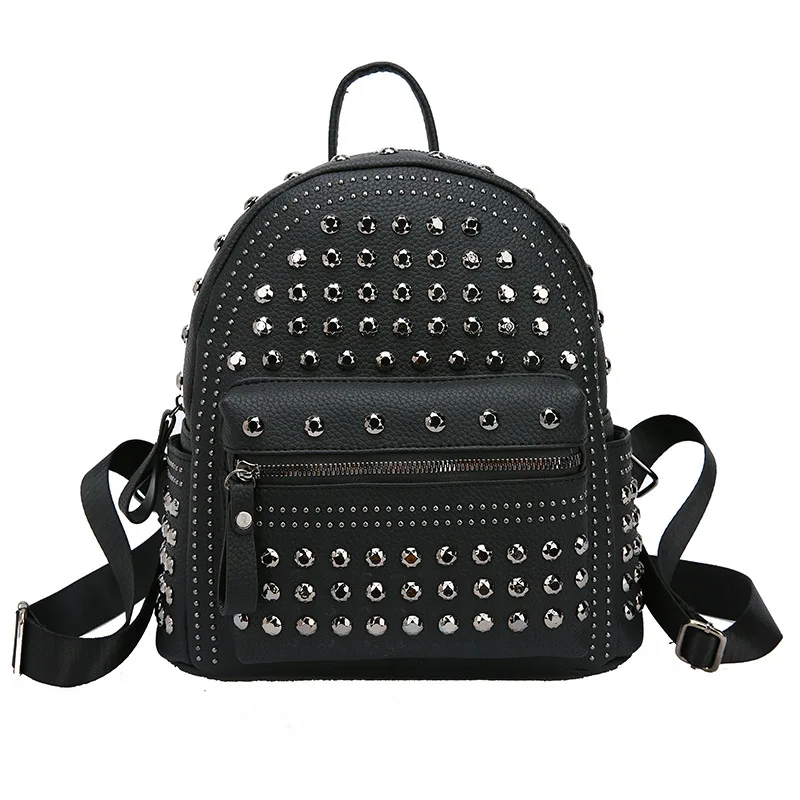 2022 Hot Sale Fashion Pu Leather Mini Travel Bag Ladies Pink Leather Rivet Backpack For Student