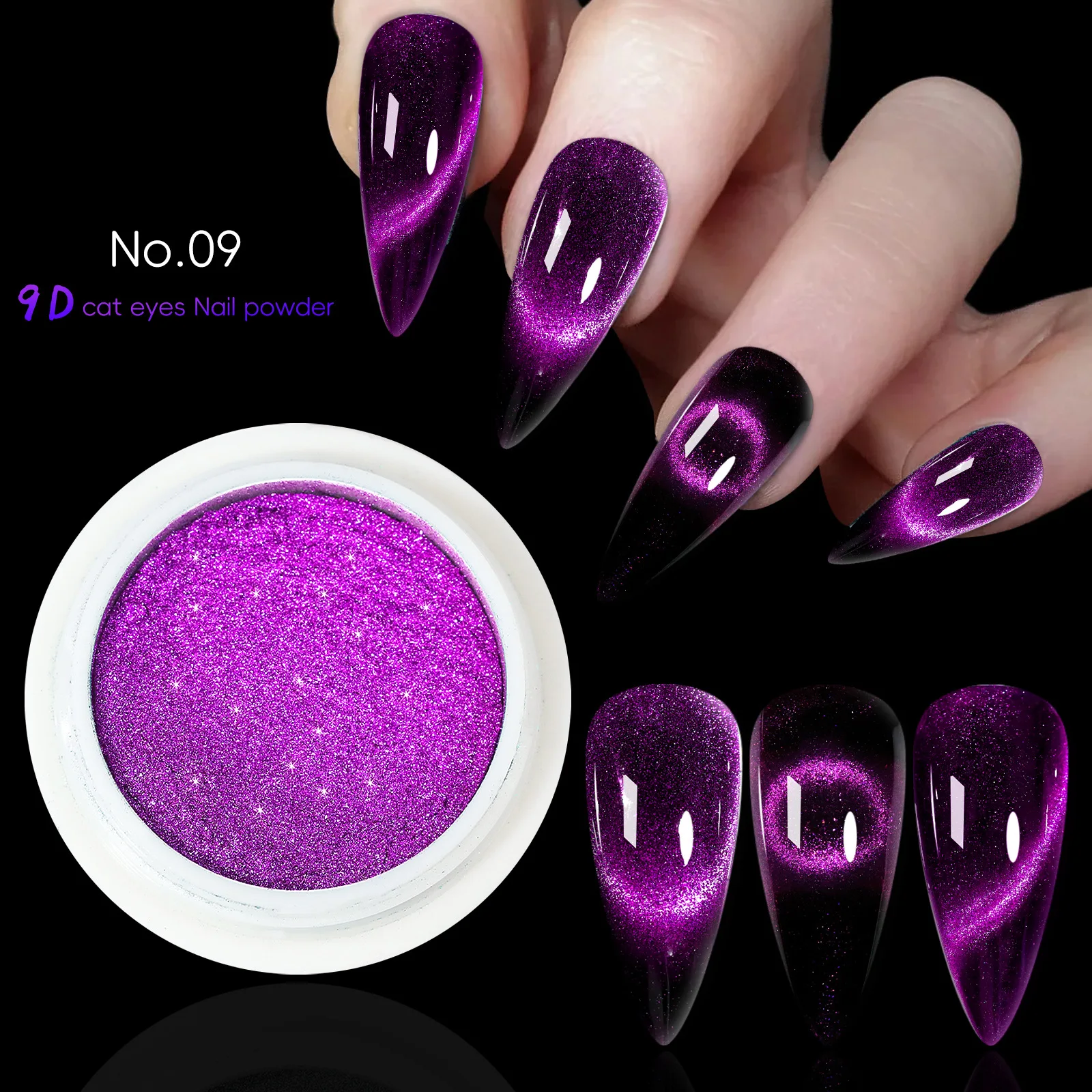 New 10 Color 9D Cat Eye DIY Nail Glitter Chrome Powder Magnetic Nail Beauty Product