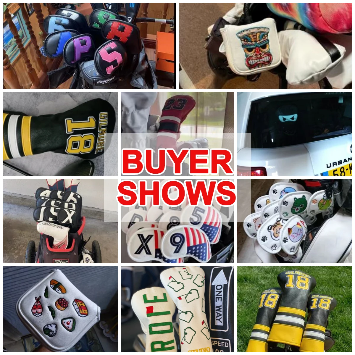 High Quality Waterproof Pu Golf Headcover Embroidery Mallet Cover Golf Strong Magnetic Golf Mallet Putter Head Cover