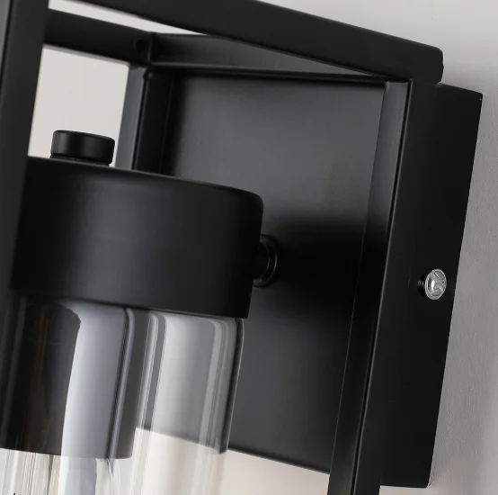 modern aluminum black single box waterproof garden porch E27 outdoor exterior wall lantern light