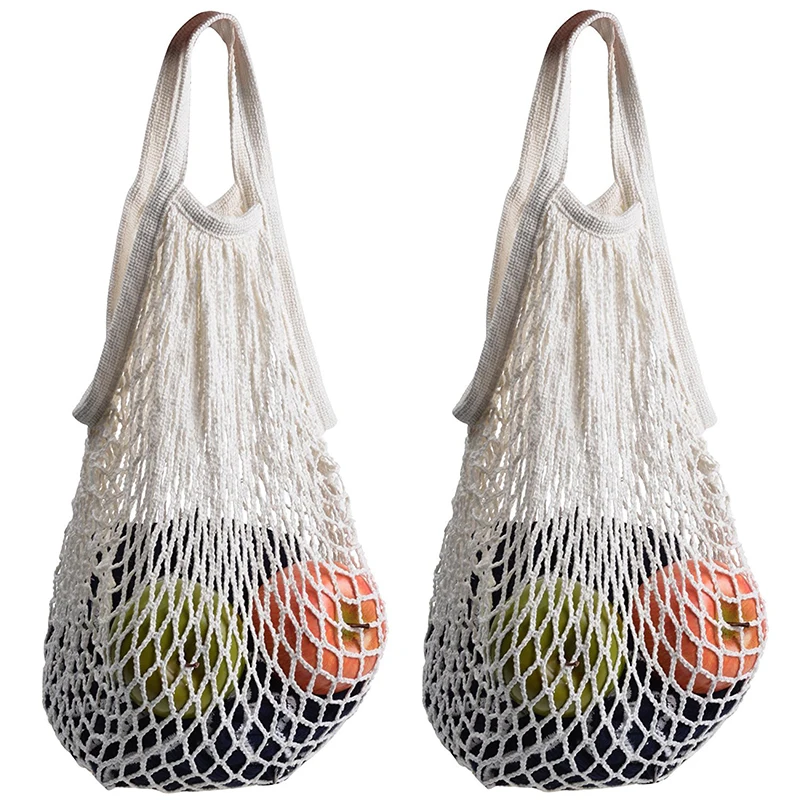 NEW Fruit Vegetables Shopping Storage Bags Mesh Net Woven Cotton Shoulder Bag For Kitchen