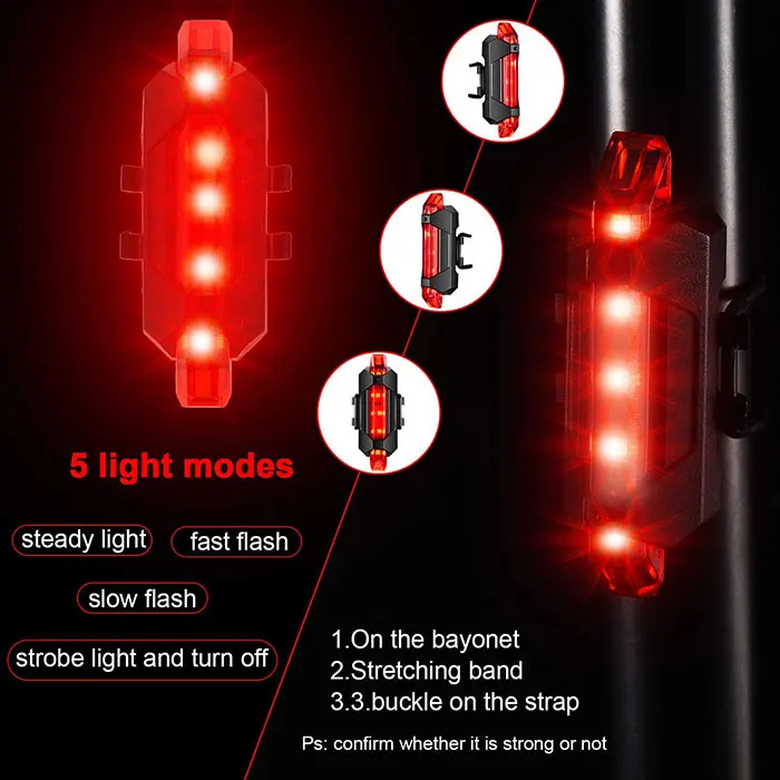 Mini Bike Accessories Super Bright Bike Rear Front Light Set USB Rechargeable Waterproof LED Bicycle Tail Light
