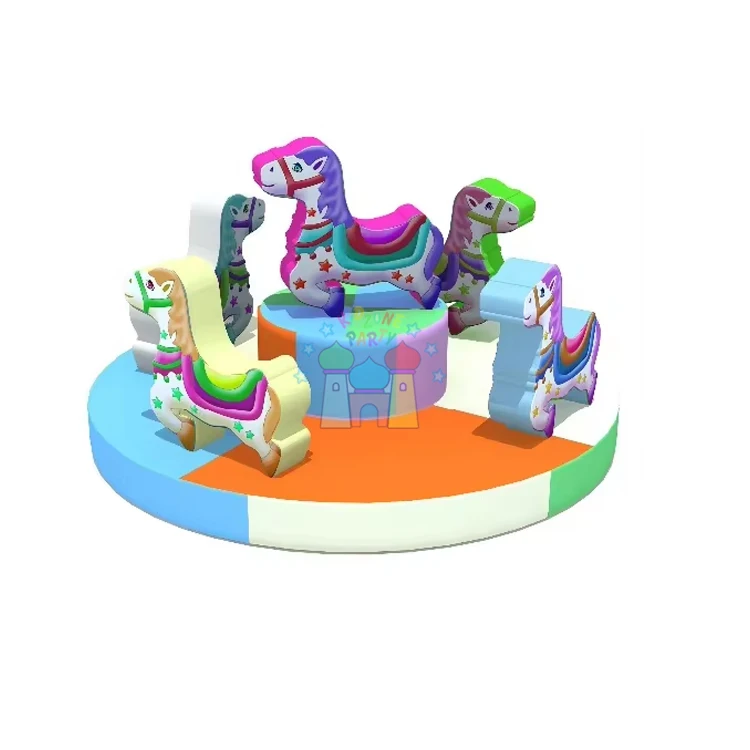 Commercial indoor playground soft play kids riding carousel kiddie ride merry go round