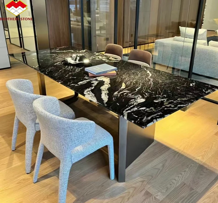 Polished Cosmic Black Granite Stone Marble Slab for Wall Panel and Dining Table