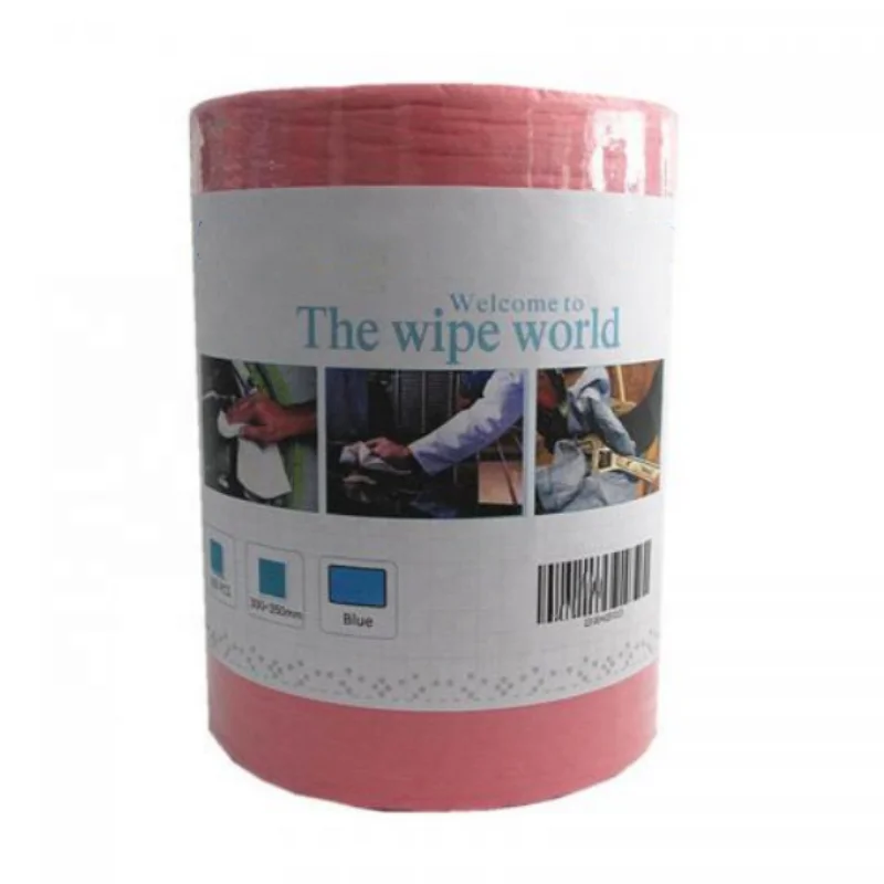 Red Embossed Hydrolace Jumbo Roll industrial mechanic cleaning dry wipe cloth shop towels