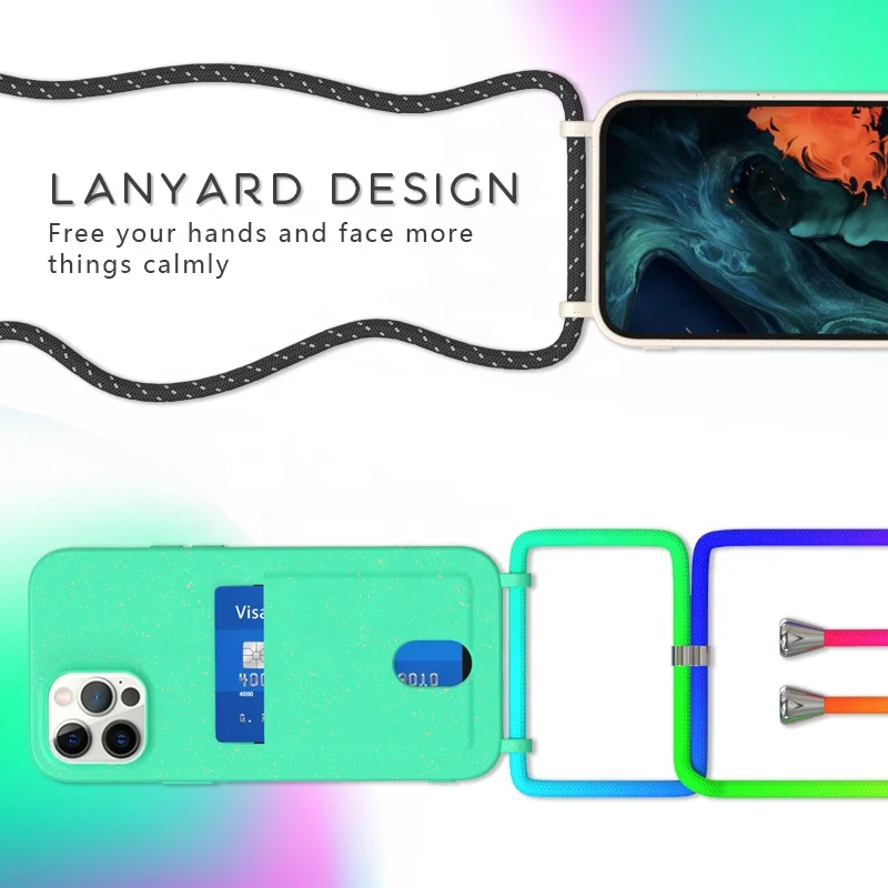 Necklace 11 Strap Recycled Biodegradable Phone Case for Iphone 12 Pro Bumper