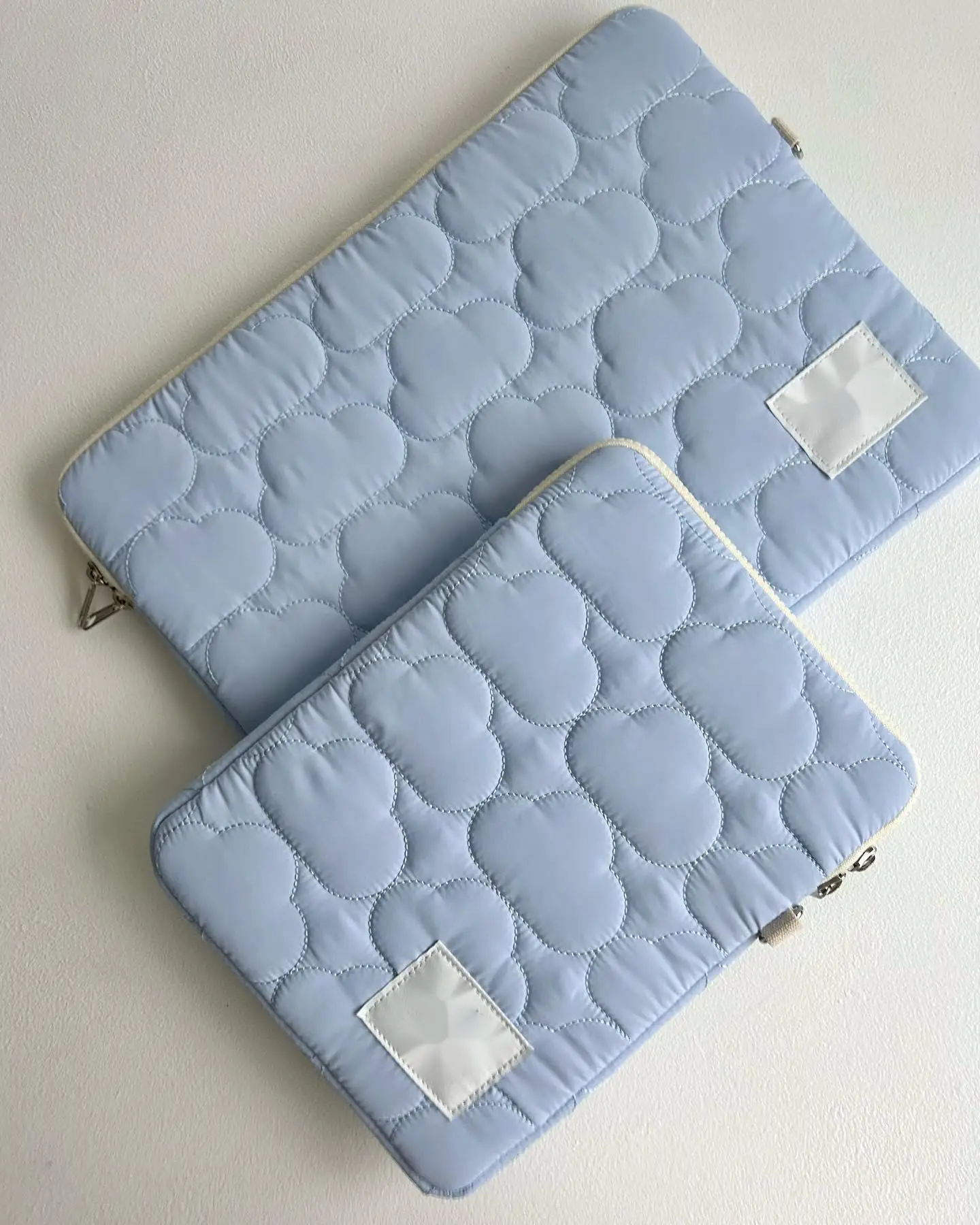 Custom Size Logo Floral and Pink Quilted Cotton Zipper Laptop Tablet Protection Sleeve Pouch Case