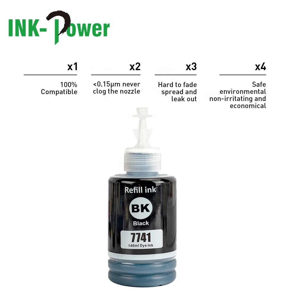 INK-мощность 774 T774 T7741 Премиум совместимый черный объем бутылки на водной основе пополнения чернил Эко-чернила для Epson L605