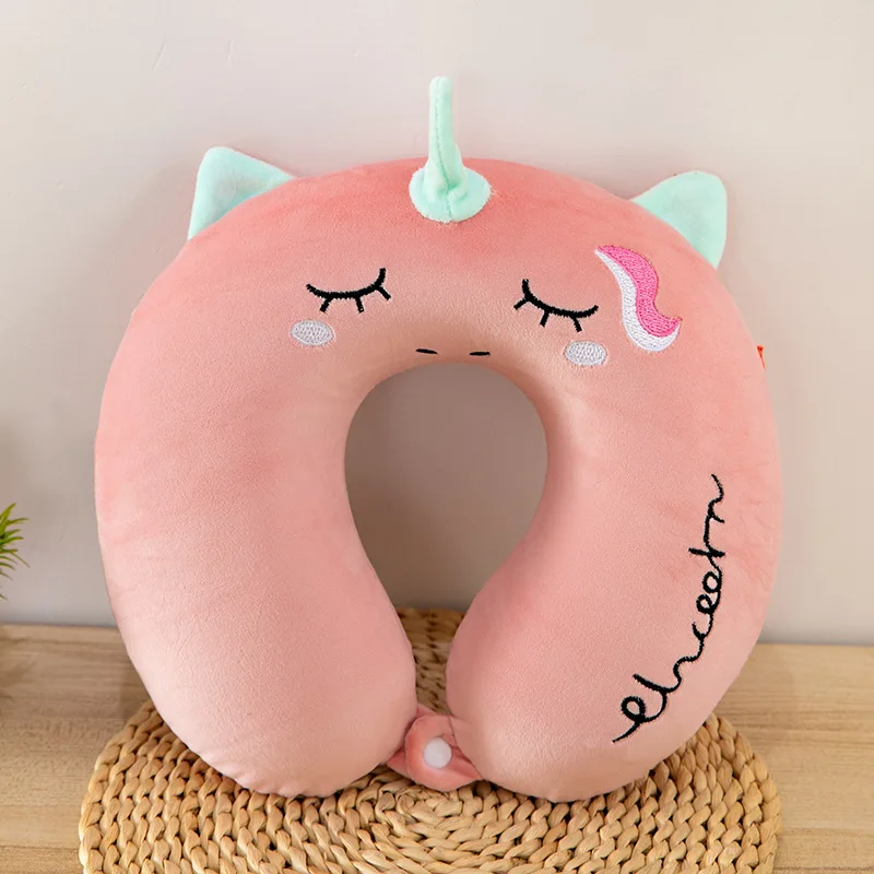 U Shape Neck Support Travel Pillow Cartoon Memory Foam Travel Pillows Kids Neck Pillow for Air Planes Cars Train Rest
