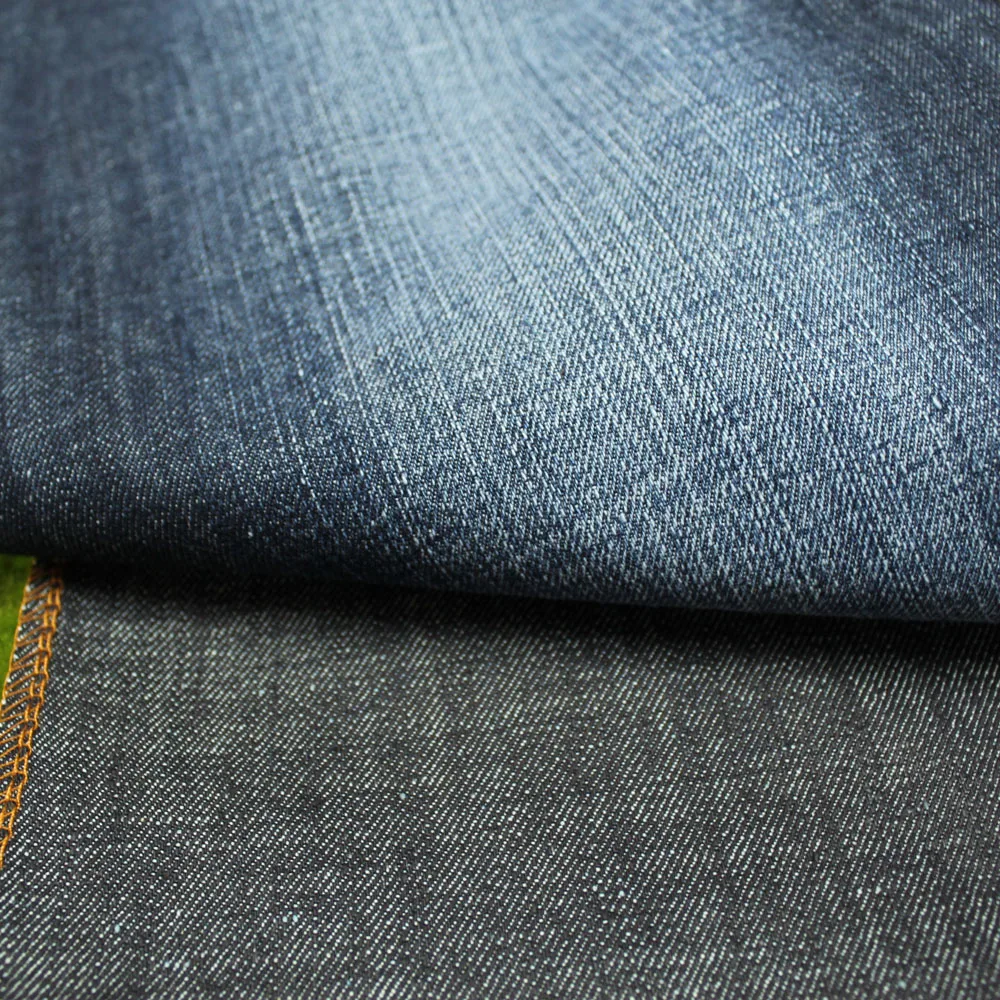 Fashion 600d polyester weft denim fabric with no slub regular cvc denim