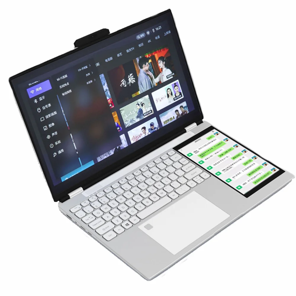 2023 New OEM 15.6 inch IPS Dual screen N5105 Quad Core Touch screen Aluminum laptop fingerprint Metal notebook
