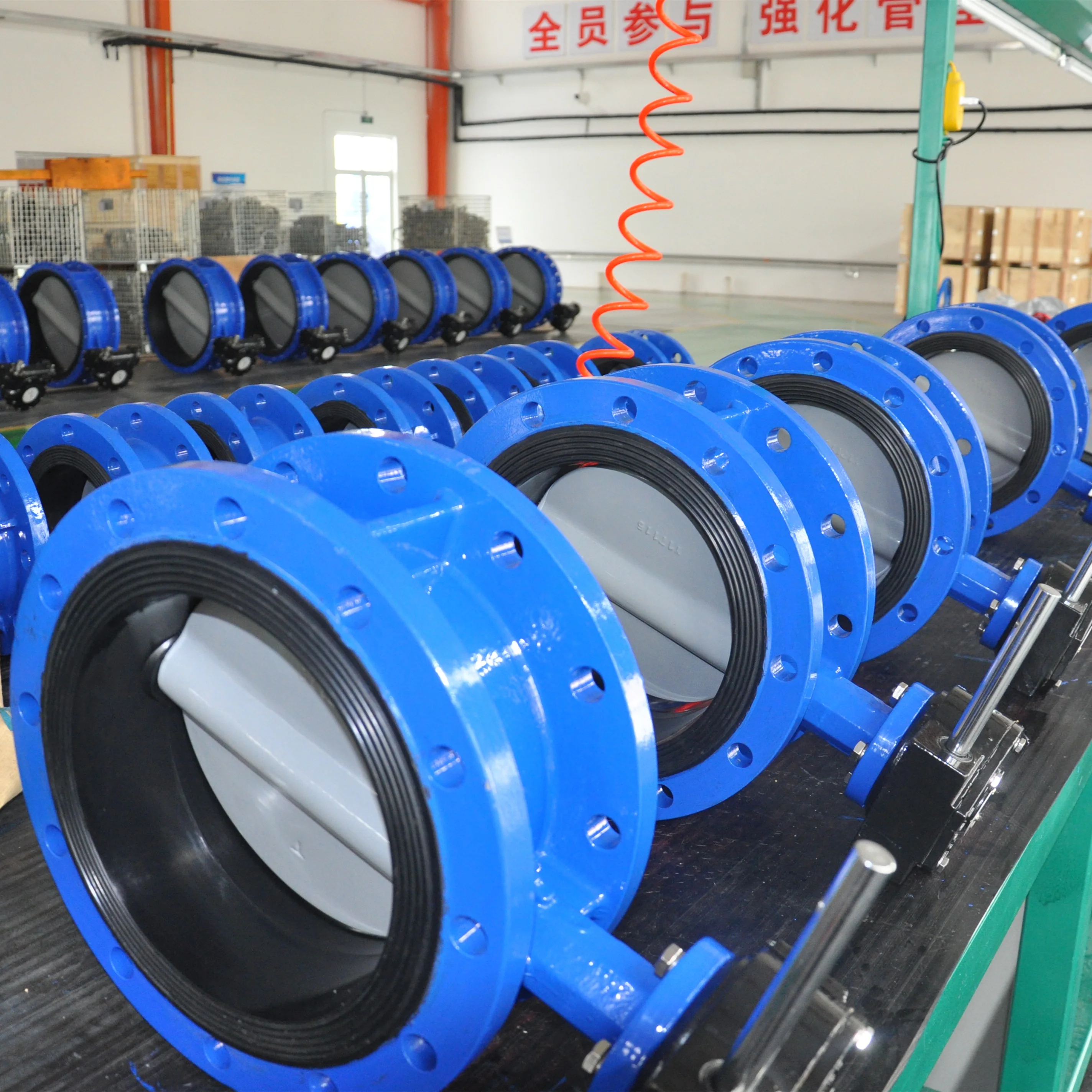 Cast Iron NBR Seal Pn10/16/25 Double Flange Butterfly Valve with Worm Gear Operated