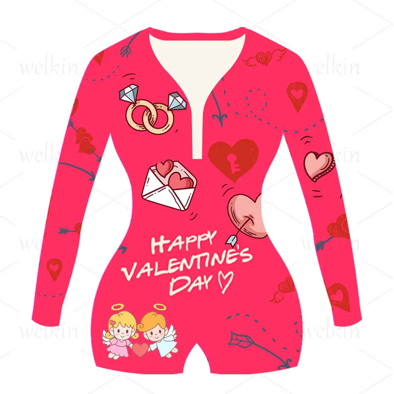 
welkin custom logo 2xl valentines day onesies with butt flap for women 