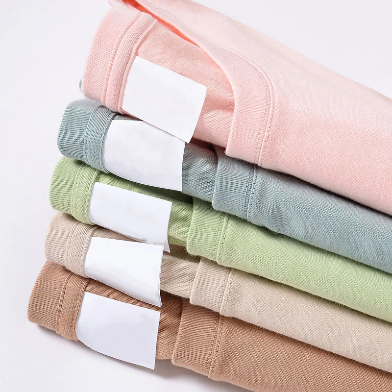 Wholesale high quality knitted t shirt hot selling drop shoulder basic plain blank casual t shirt for young