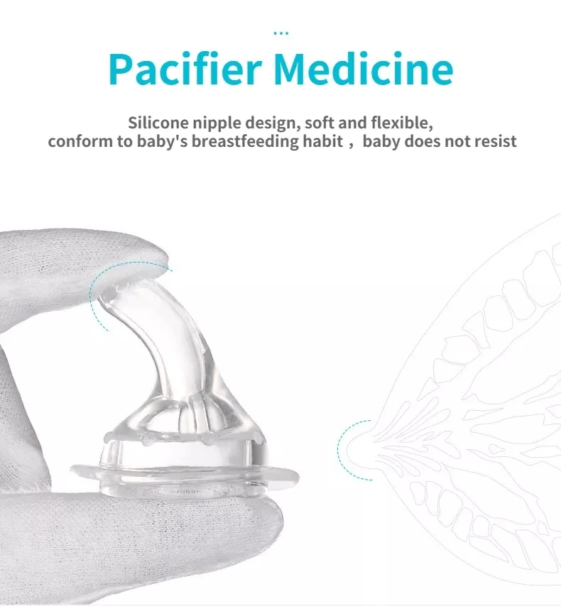 Wholesale Bpa Free Small Dose Feeder Silicone Pacifier Liquid Babys Medicine Dispenser with Oral Syringe