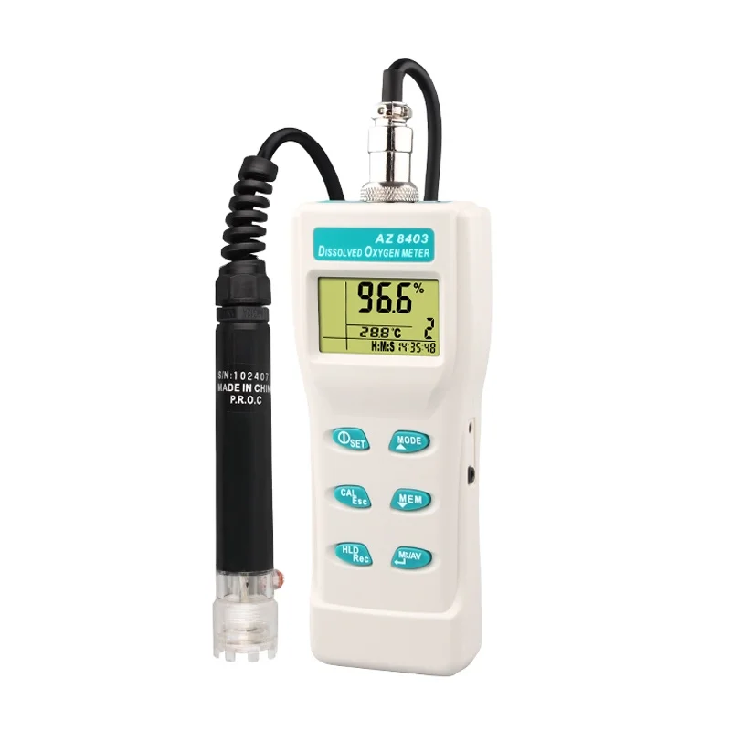 AZ8403 Portable Digital Fish Pond Water Quality Tester Meter Dissolved Oxygen Analyzer DO Meter With Memory