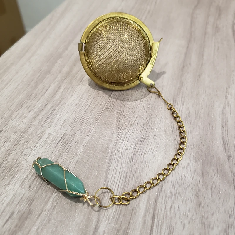 Crystal gemstone tea strainer infuser tea ball infuser with crystal