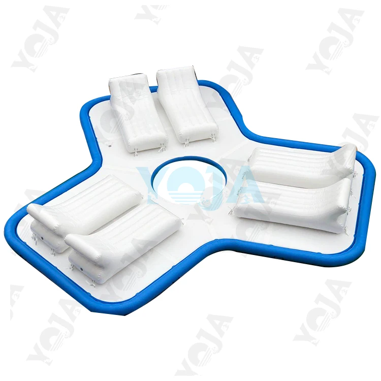 PVC Inflatable Sofa Lake & River Seated Dock Water Lounge Raft Inflatable Floating Island for 6 Person