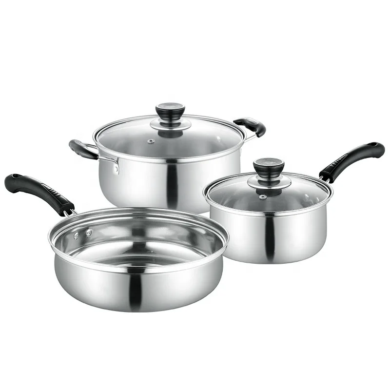 High Quality Stainless Steel household itemes 6 Pcs Kitchen Restaurant Cookware Set panelas Soup & Milk Pot for Home Kitchen