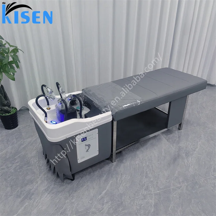 Kisen latest multi-head shower hair washing sink shampoo basin for water circulation with pipes connection