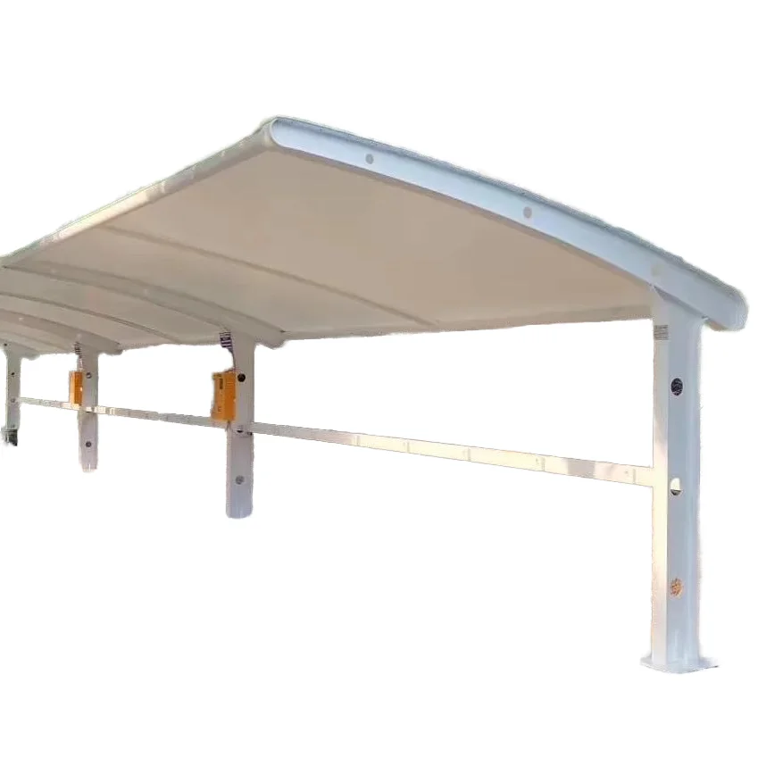 Современная H-образная стальная растягивающая мембранная структура уличный солнцезащитный навес для парковки PVDF PTFE гаражная архитектурная мембрана