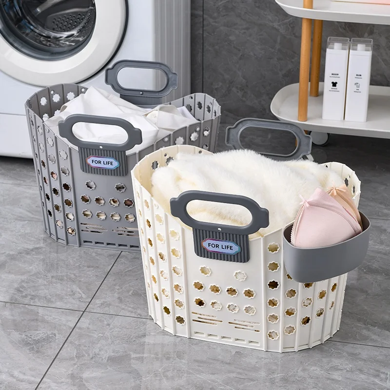 Bathroom Plastic Baby Cloth Separate Compartments Storage Hamper Dirty Laundry Basket with Handle for Clothes