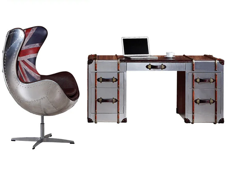 Industrial Furniture American Vintage Industrial Loft  Aviator metal Wing Desk