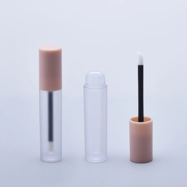 High end  empty 4ml frosted lip gloss tubes,round rose gold lipgloss tube