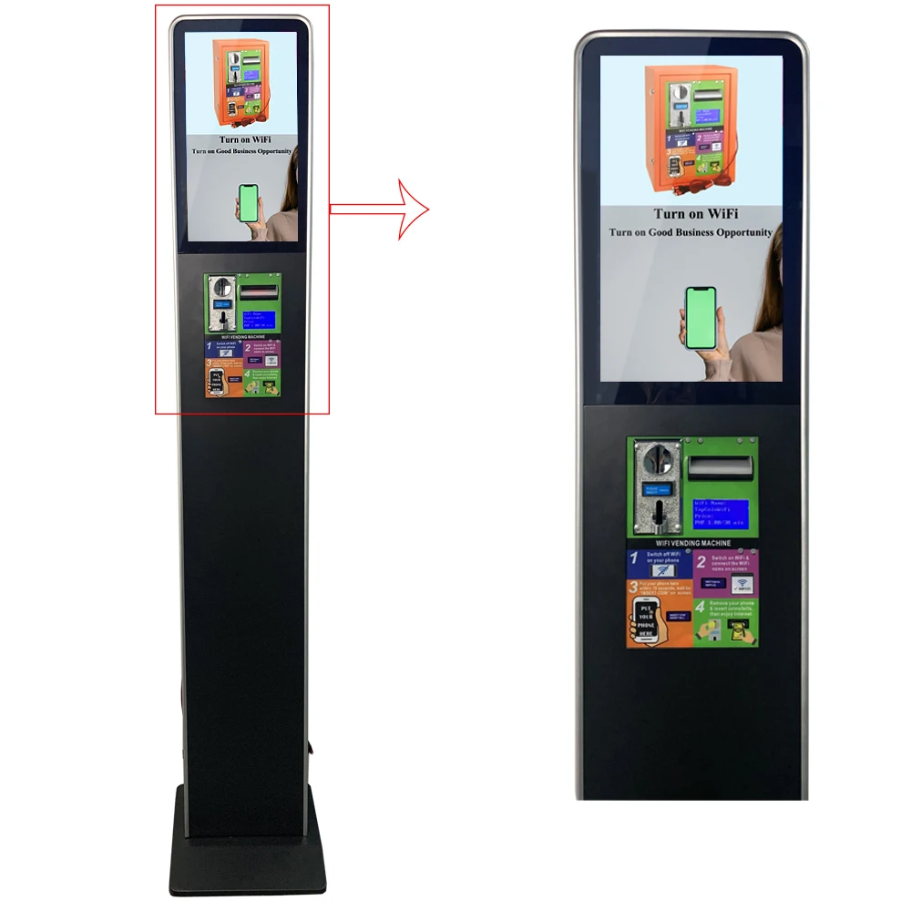 18 5 дюймовый ЖК-дисплей рекламный плеер черные железные полки рекламные киоски Wi-Fi и зарядные функции торговые автоматы
