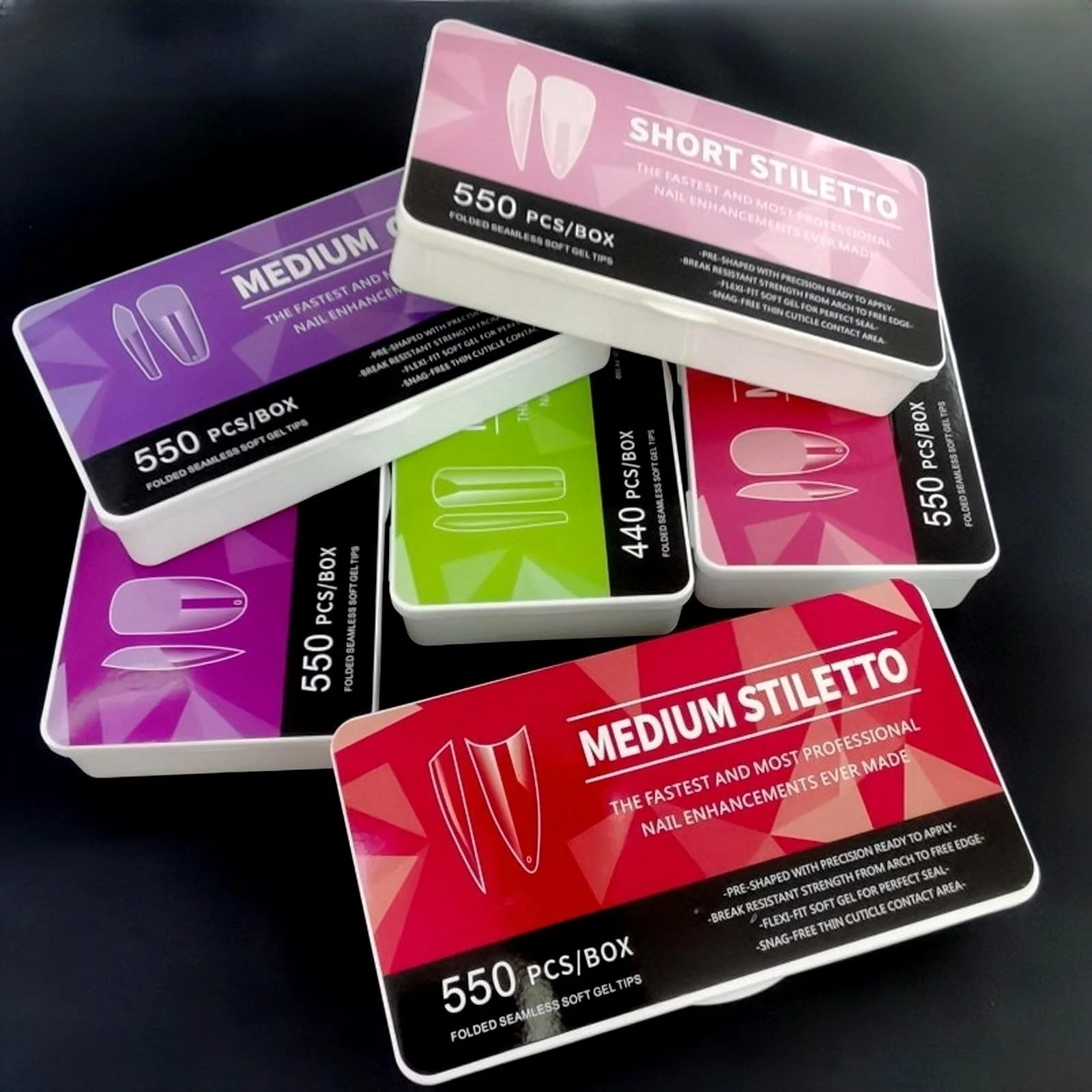 550Pcs Clear Acrylic Long Fake Nails Capsules Almond French Coffin Full Half Cover False Nails Artificial Nail Soft Gel Tips